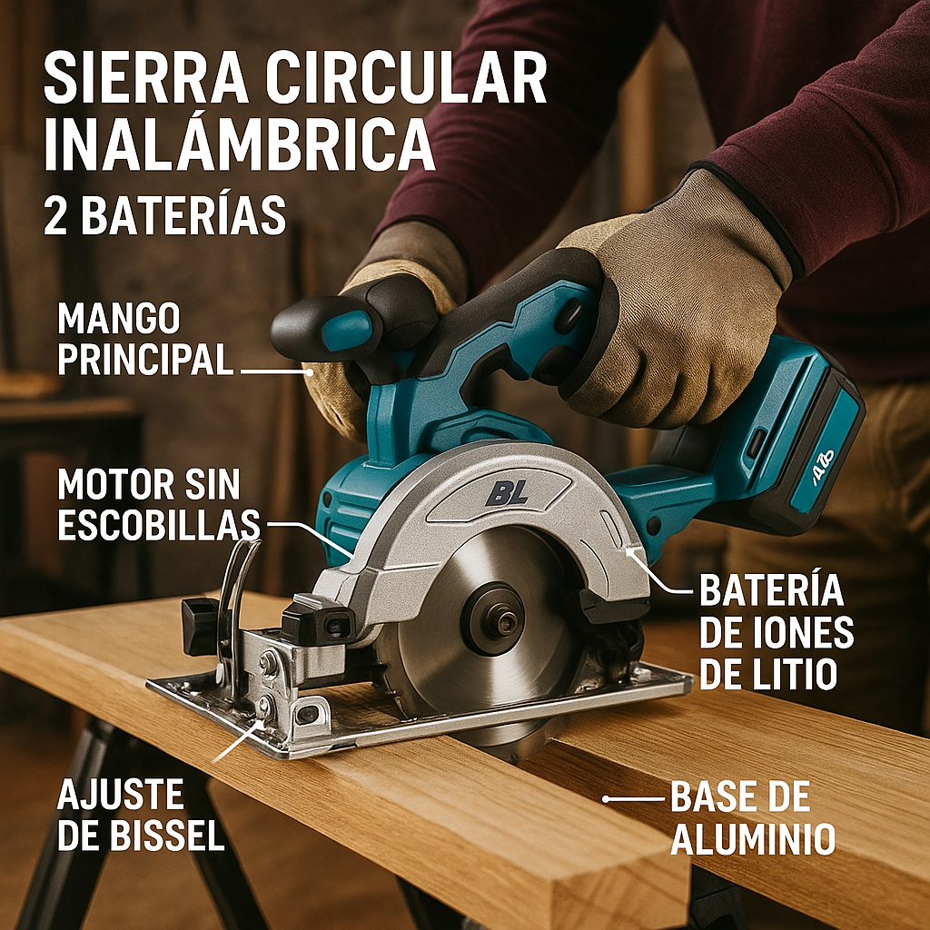 Sierra Circular de Mesa + 2 Baterías